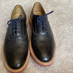 Cole Haan Black Leather Oxfords with Tan Sole